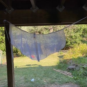 One-size-fits-all tie-on skirt.